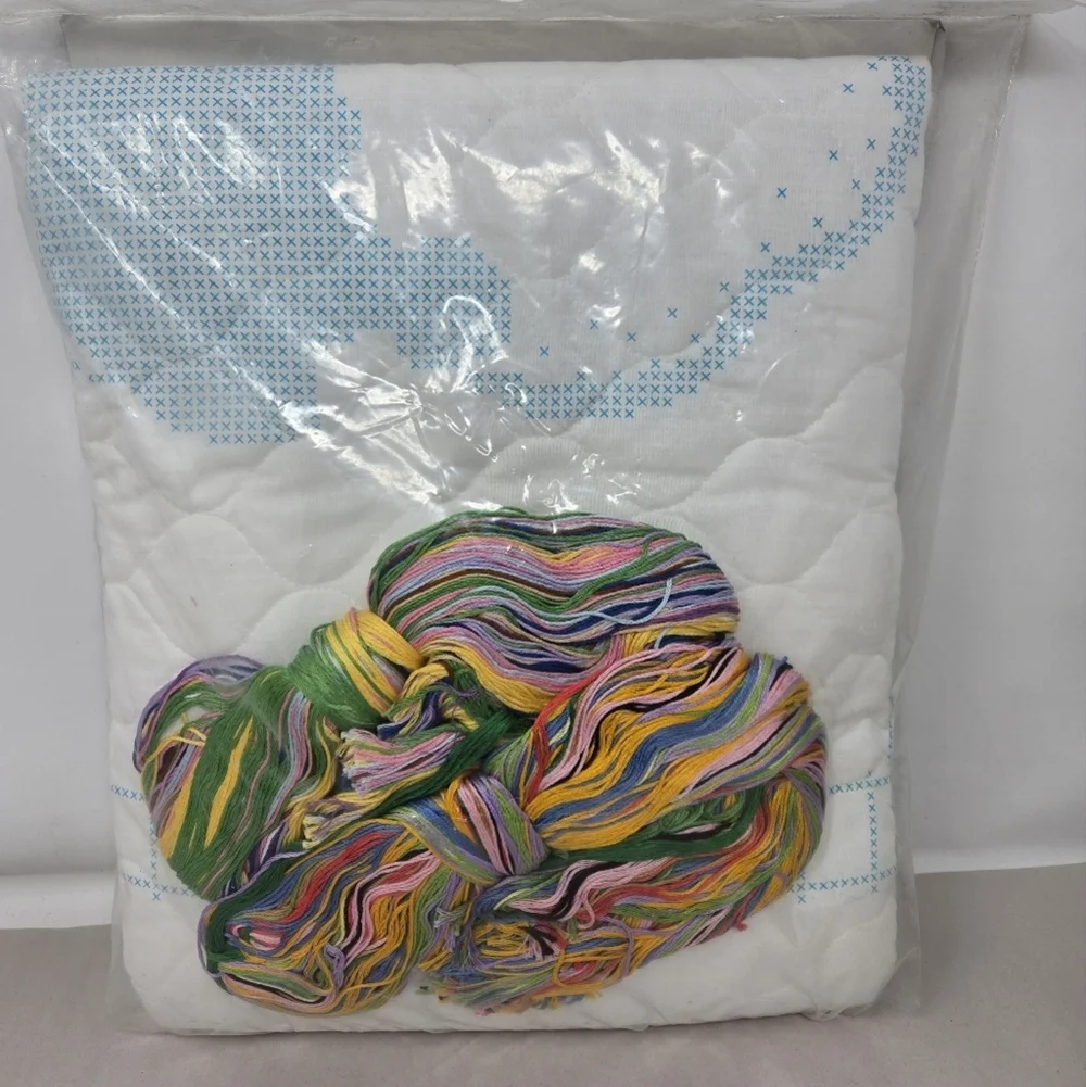 Janlynn Printed Cross Stitch Choo Choo Teddy Bear Quilt Finished Size 35x43